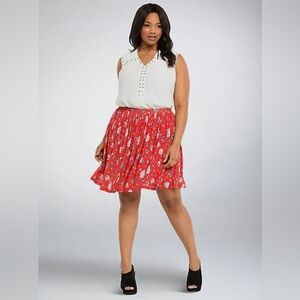 TORRID Red Floral Mesh Skater Skirt, Size: 3X